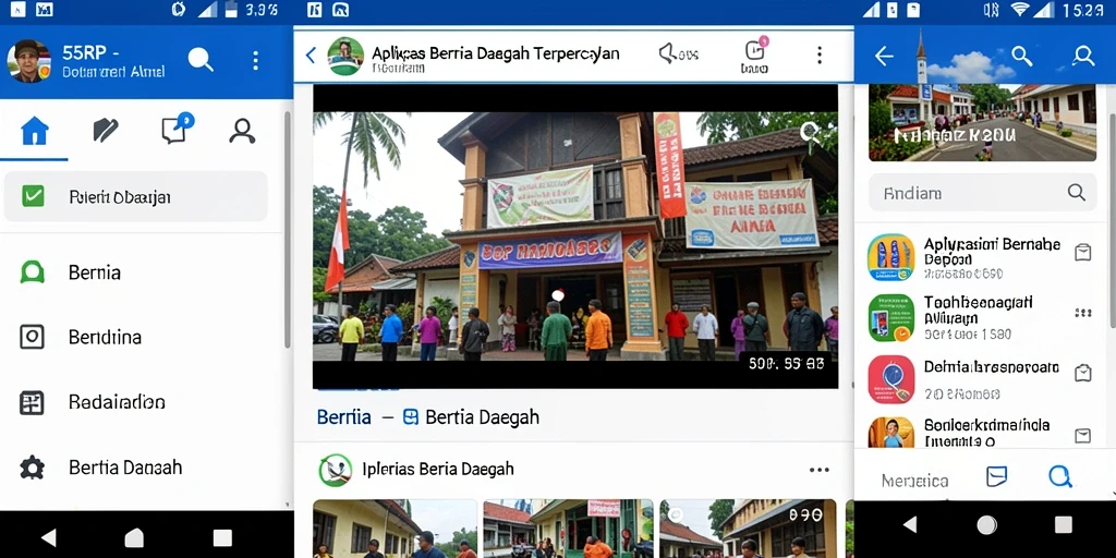 Antarmuka pengguna 55RP menampilkan berita daerah secara menarik.