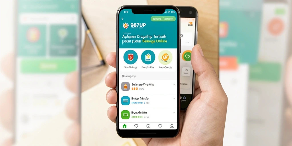 Antarmuka 987UP dengan berbagai pilihan produk Dropship.