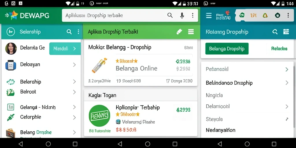 Tampilan antarmuka aplikasi DEWAPG dengan fitur Dropship yang mudah digunakan.