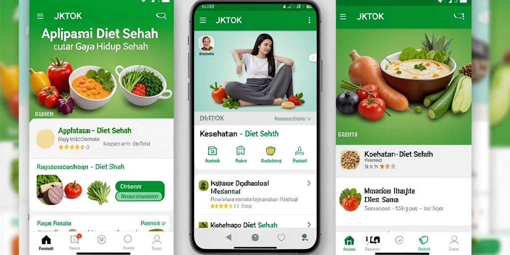 Antarmuka JKTOK yang user-friendly dan menarik untuk Diet Sehat.