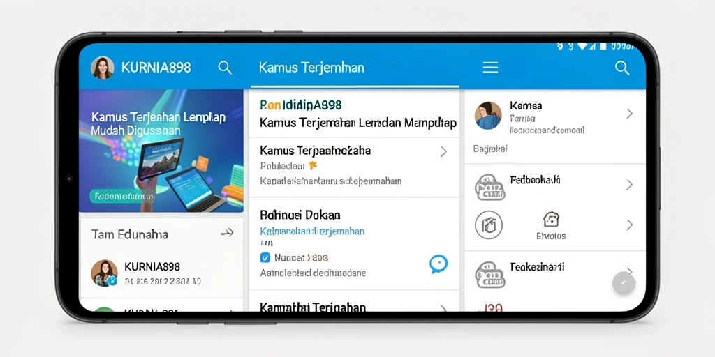Screenshot antarmuka pengguna KURNIA898 dengan fitur terjemahan.