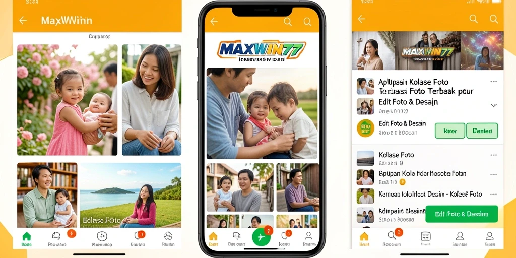 Antarmuka MAXWIN77 menampilkan fitur kolase foto yang menarik dan mudah digunakan.