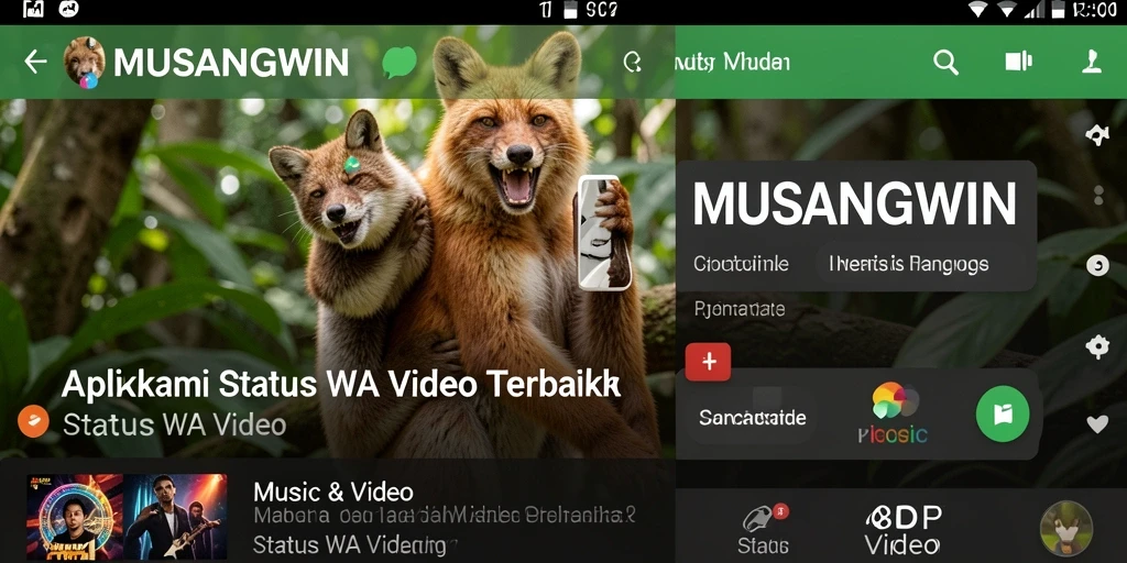 Tampilan antarmuka MUSANGWIN dengan berbagai video musik menarik.