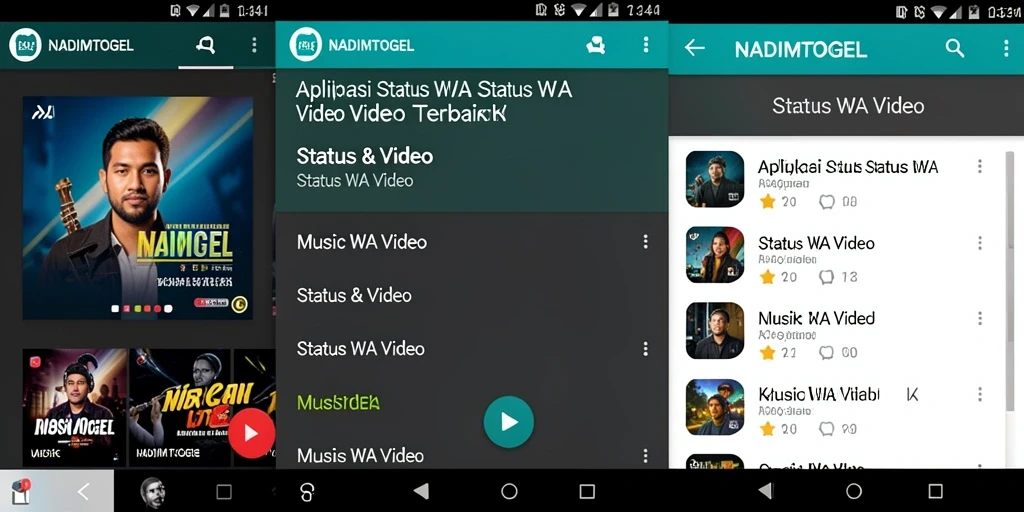 Antarmuka NADIMTOGEL dengan berbagai pilihan video Status WA.